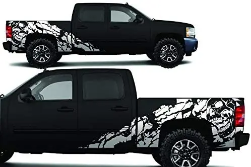 

Factory Crafts Nightmare Side Graphics Kit Vinyl Decal Wrap Compatible with Chevrolet Silverado Crew Cab 2008-2013 - Matte White