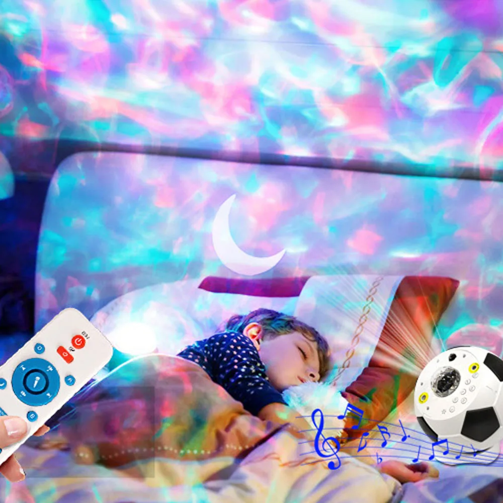 Party Light Football Shaped Laser Light Water Ripple Remote Control Projection Light Starlit Sky Light Holiday Home Decoration