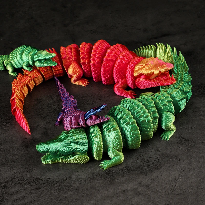 3D 인쇄 악어 장난감 개방형 입 모델 소품과 빛나는 관절 크리 에이 티브 장식품 어린이를위한 생일 선물