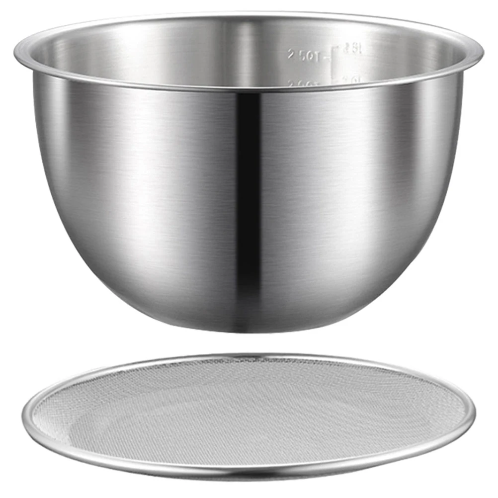 

Stainless Steel Mixing Basin Set Lightweight Kitchen Vegetable Strainer Bowl Fruit Washer Salad Drainage Storage Multi