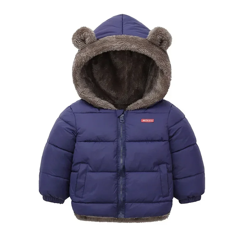 Baby Boys Girls Jacket Hooded Cotton Outerwear Children\'s Thick Fleece Coat Cashmere Padded Jackets Winter Boys Girls Warm Coats