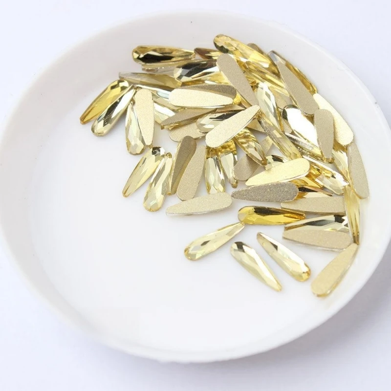 100pcs wholesale 3*10mm water drop Flat Back Nail Rhinestone  Special Shaped Crystal Art Stones 3D Personalized Decoration