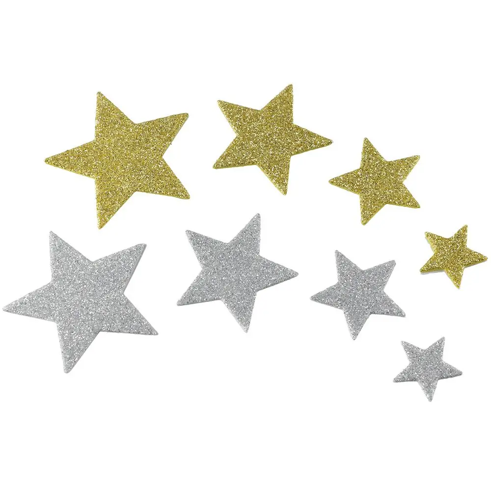 200pcs Paper Glitter Star Foam Stickers Stars Shape Silver and Gold Sparkly Foam Stickers DIY Crafts