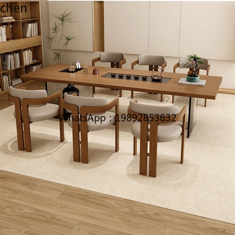 wabi sandy wind new acrylic solid wood large board table and chair combination office, home embedded integrated large board