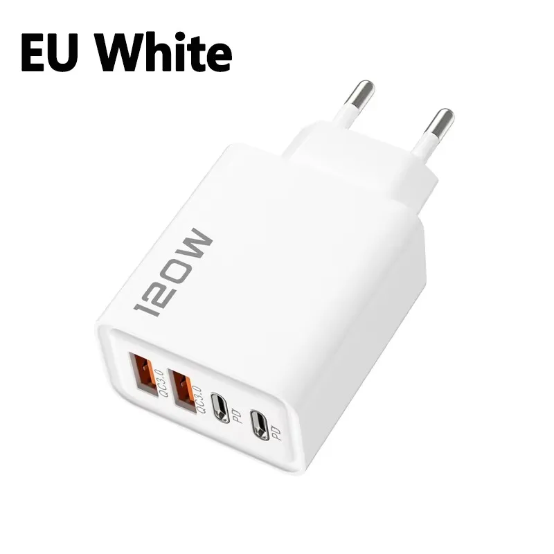4-Port 120W Ladegerät USB C PD Quick Charge 3.0 Typ C USB Telefonladegeräte Schnellladegerät für iPhone Samsung Xiaomi Huawei