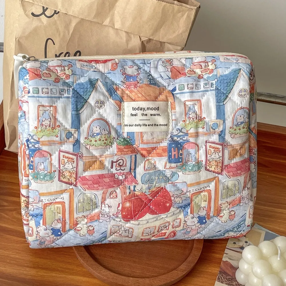 حقيبة مكياج بنمط حيوانات كرتونية، سعة كبيرة، حقيبة مبطنة بسحاب، حقيبة يد لتخزين مستحضرات التجميل، منظم السفر #1