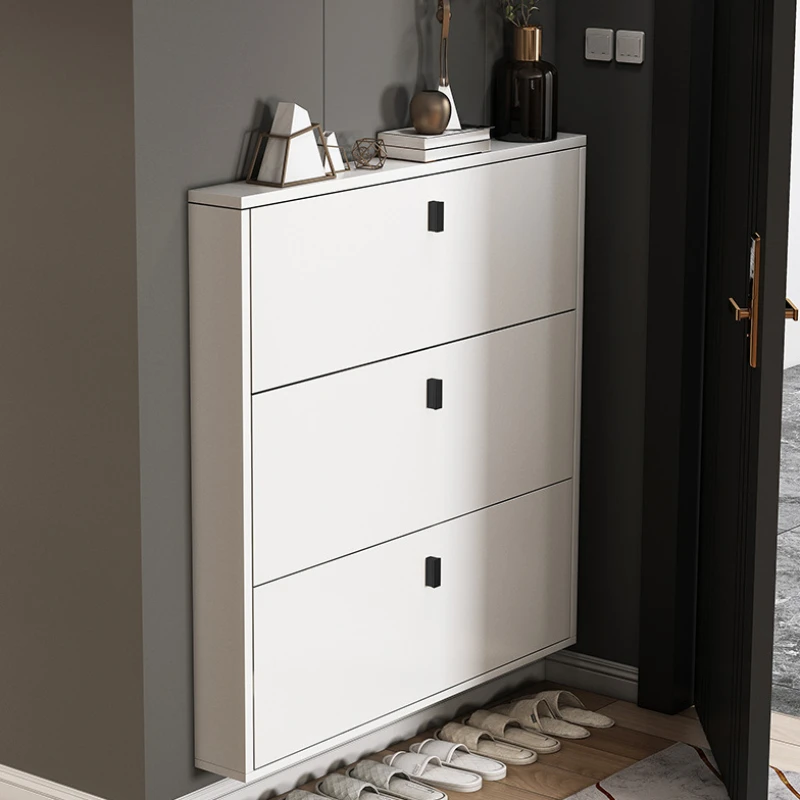 Modern White Storage Shoe Cabinet, Designer Shoe Racks, Banquinho De Madeira, Minimalista Europeu, Tipping Bucket, Mobiliário Doméstico