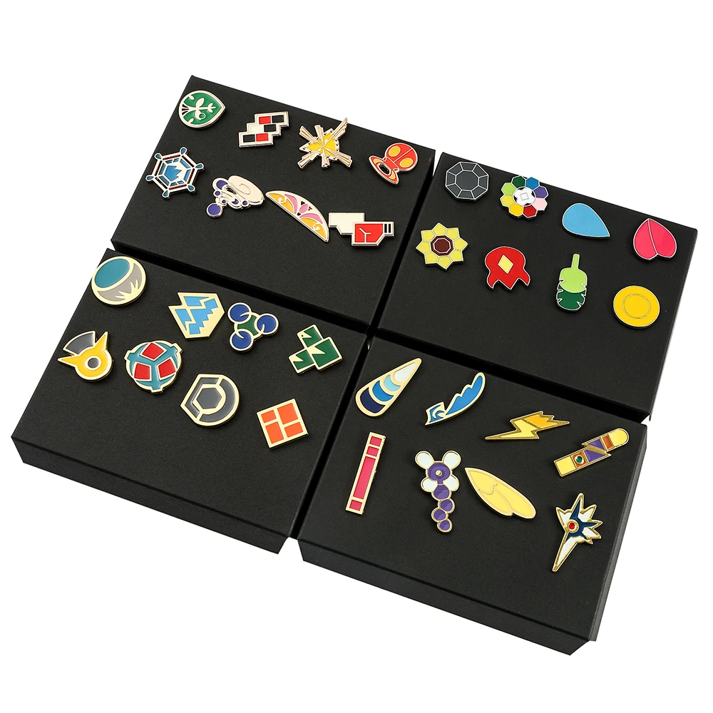 8-teiliges Anime Gym Abzeichen Emaille-Pins Set, Bunte Hartemaille Anstecknadeln, Trainer-Abzeichen, Sammlerstücke, Geschenkbox für Rucksack – Detail 1