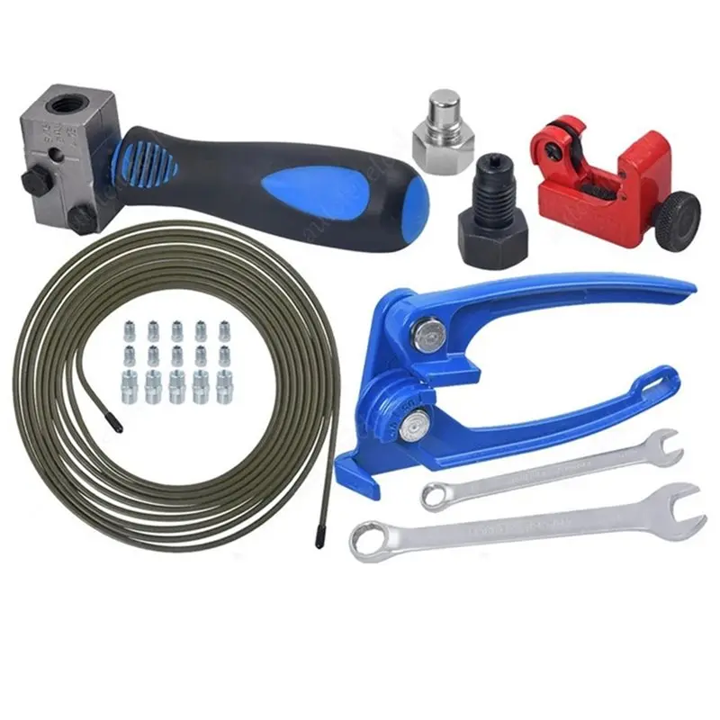 A08R-Brake Line Flaring Tool Kit- 23Pcs Includes Copper Tubing, 4.75Mm For DIN SAE Brake Pipe For Auto Brake Line Repair