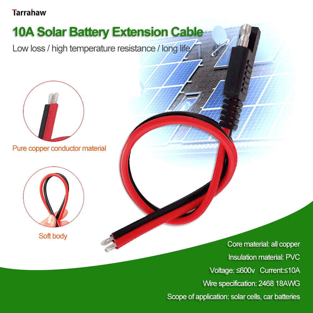 DIY Sae 18awg Cable Plug Single-ended Solar Power Cord  PV Energy Storage Converter 10A 30cm Line Battery Connector Charging Kit