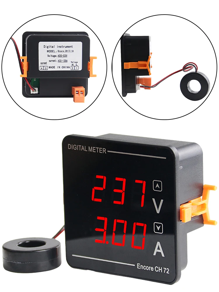 1 قطعة أداة قياس AC50-500V 1-120A عالية الدقة متر أدوات كهربائية الجهد الرقمي الحالي المزدوج عرض متر تركيبات