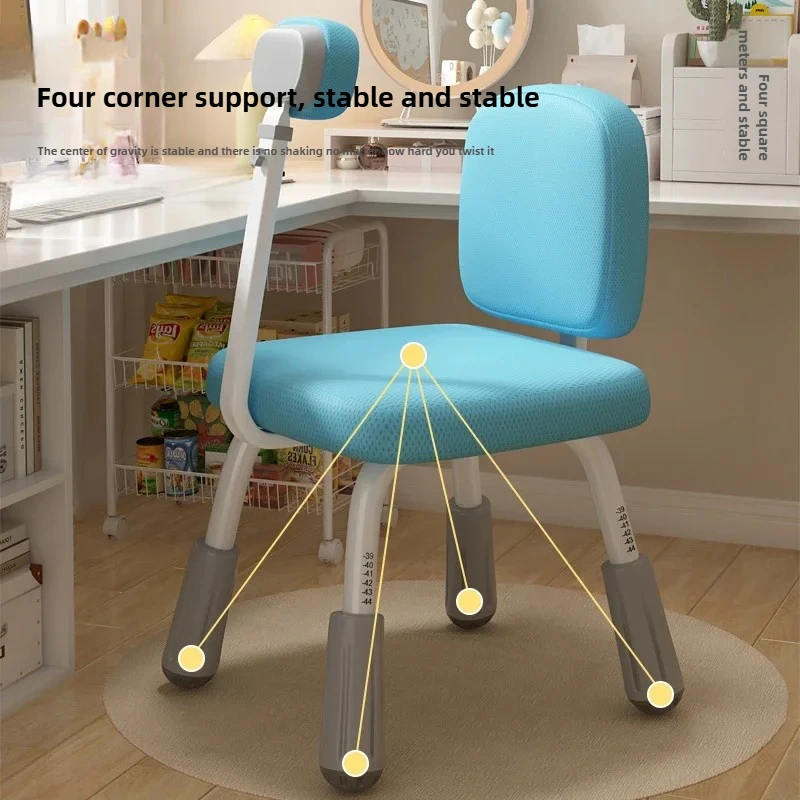 Adjustable Kids Study Chair Ergonomic Desk Chair Height Stool with Posture Support Home School Swivel