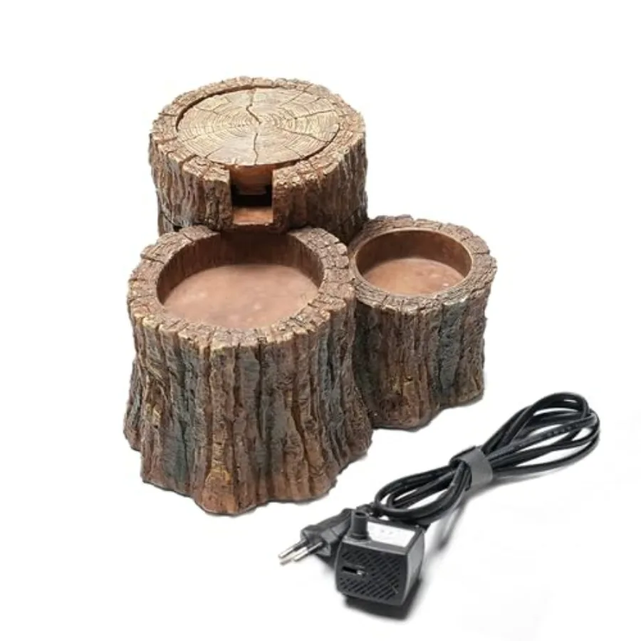 

550ML Reptile Water Fountain with Food Dish Terrarium Drinking Fountain for Bearded Dragon, Gecko, Chameleon, Lizard, Tree Frog