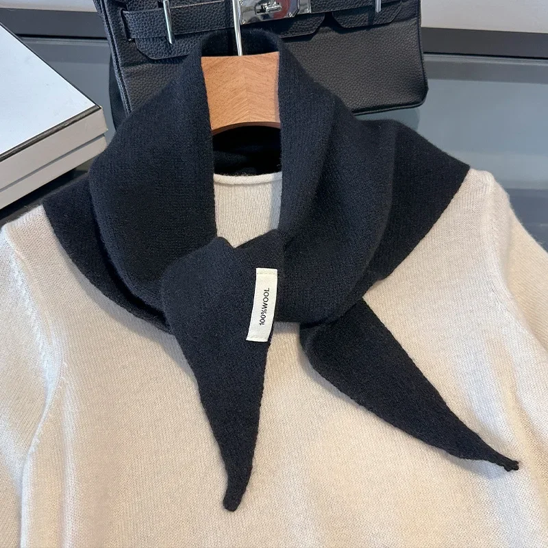 100% الصوف الشتاء وشاح للنساء طويل دافئ أوشحة كشميرية الحجاب الصلبة سيدة شال التفاف الإناث الباشمينا باندانا وشاح الرأس جديد #5