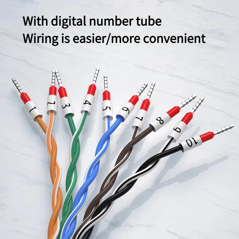 RJ11/RJ12/RJ45/RJ48/RJ50 Crystal Head Terminal Wire with Number Tube 6P6C 8P8C 10P10C RJ45 to 232 Single Head Cable Connector