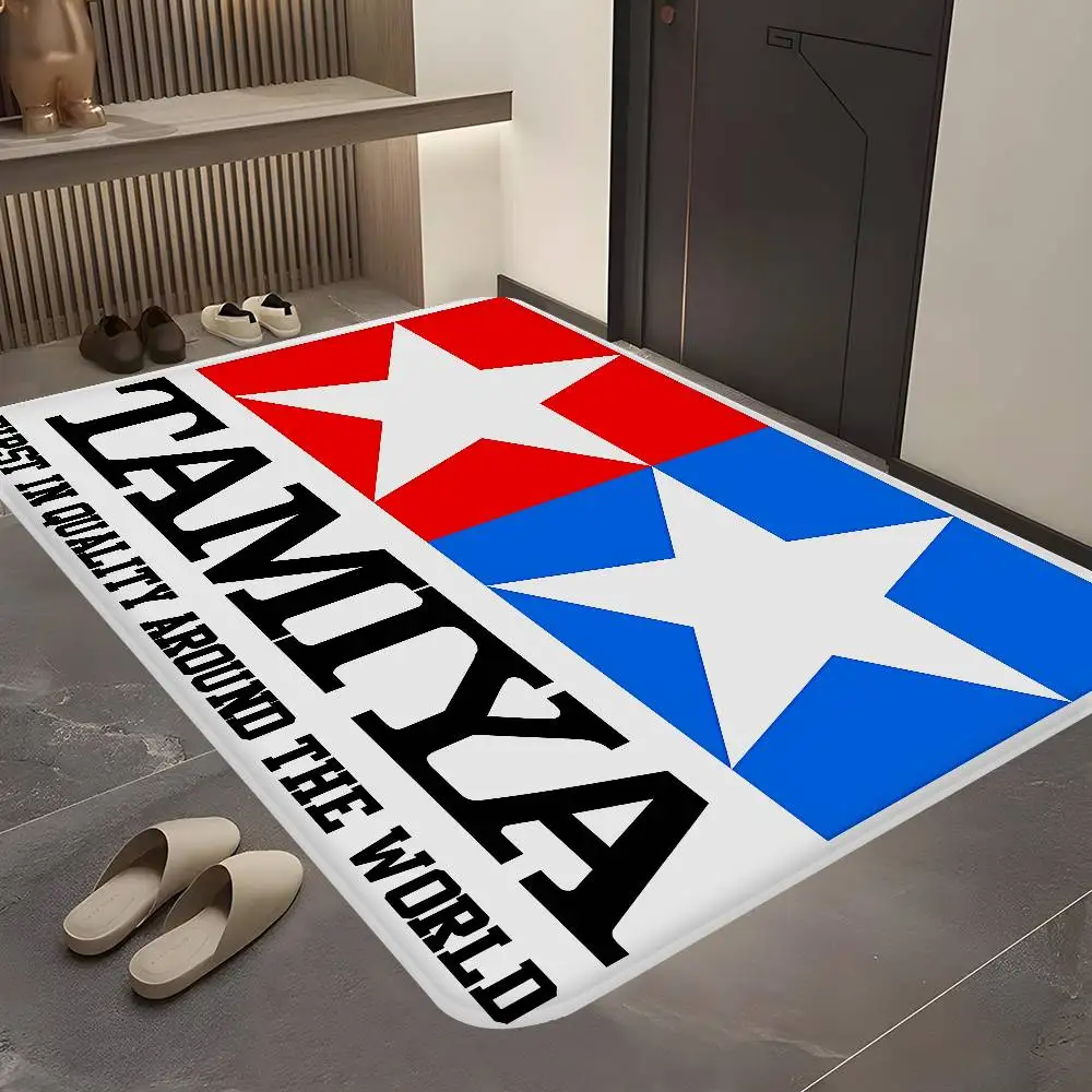 T-Tamiya Logo Floor Mat Non-Slip Laundry Room Mat Laundry Decor Balcony Child Living Room Bedside Mats