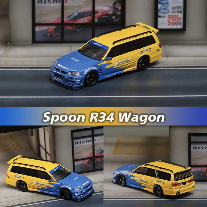 SW w magazynie 1:64 łyżka STAGEA R34 Wagon Diecast Diorama kolekcja modeli samochodów miniaturowe Carros zabawki broń uliczna