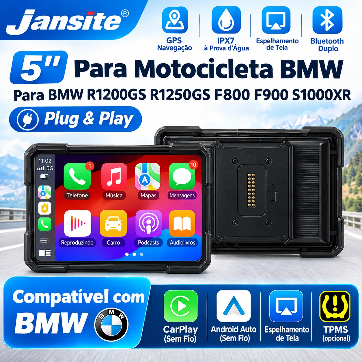 jansite-5-inch-motorcycle-gps-navigation-for-bmw-r1200gs-r1250gs-f800-f900-s1000xr-wireless-carplay-android-auto-bt-moto-monitor