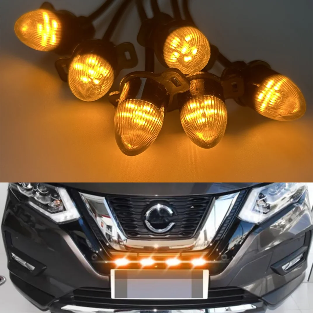 

4/6pcs NEW For Nissan Frontier 2005-2021 Grille LED Amber Light Raptor Grill Trim Cover car accessories