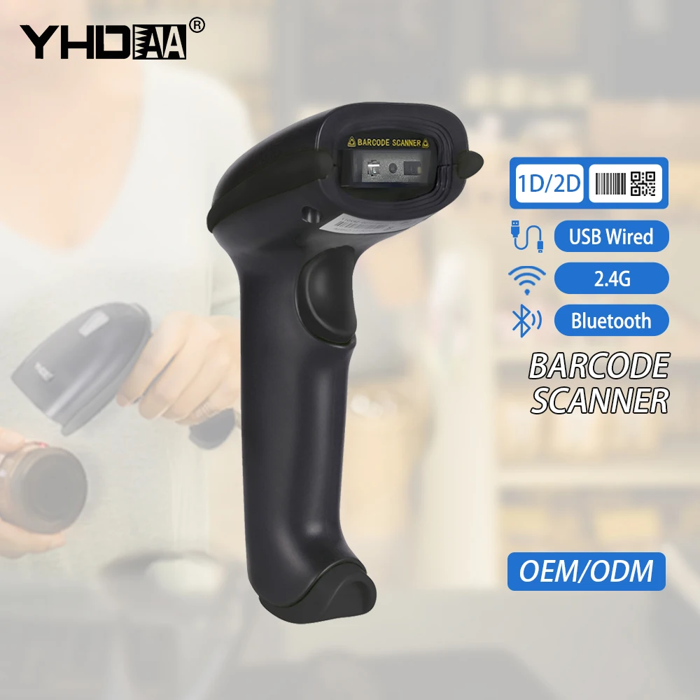 

YHD-5700DB Bluetooth беспроводной 2D Qr считыватель штрих-кодов прочный ручной сканер штрих-кода для инвентаря супермаркета
