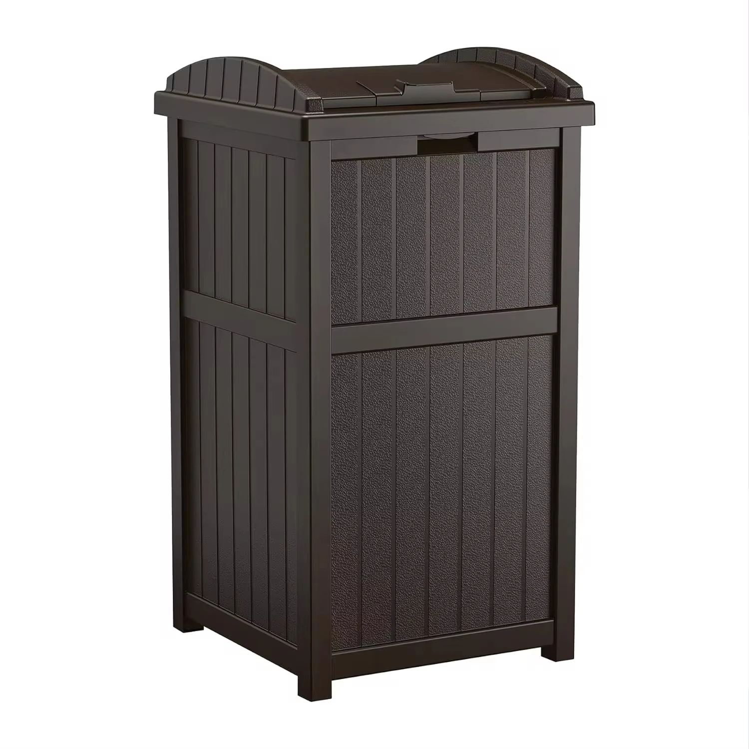 Trash Hideaway 33 Gallon Rectangular Garbage Trash Can Bin with Secure Latching Lid and Solid Bottom Panel  Outdoor