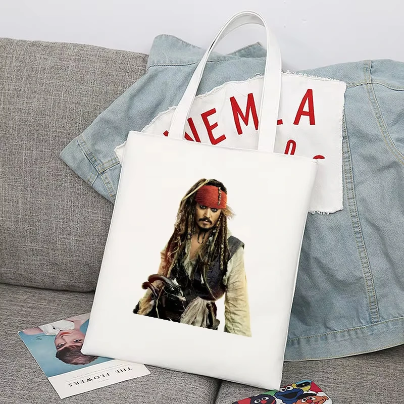 

Disney Pirates of The Caribbean Foldable Reusable Cloth Shopper Harajuku Bag Student Canvas Tote Bag Shopping Bag Handbag Gift