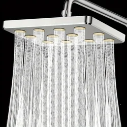 1pc Bathroom High Pressure Shower Head, Silvery Plating/black Square Shower Head, Daily Fixed Shower Spray For Bathroom