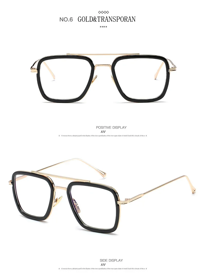 Modische Avengers Tony Stark Flugstil-Sonnenbrille Eckige Edith-Sonnenbrille – Detail 13