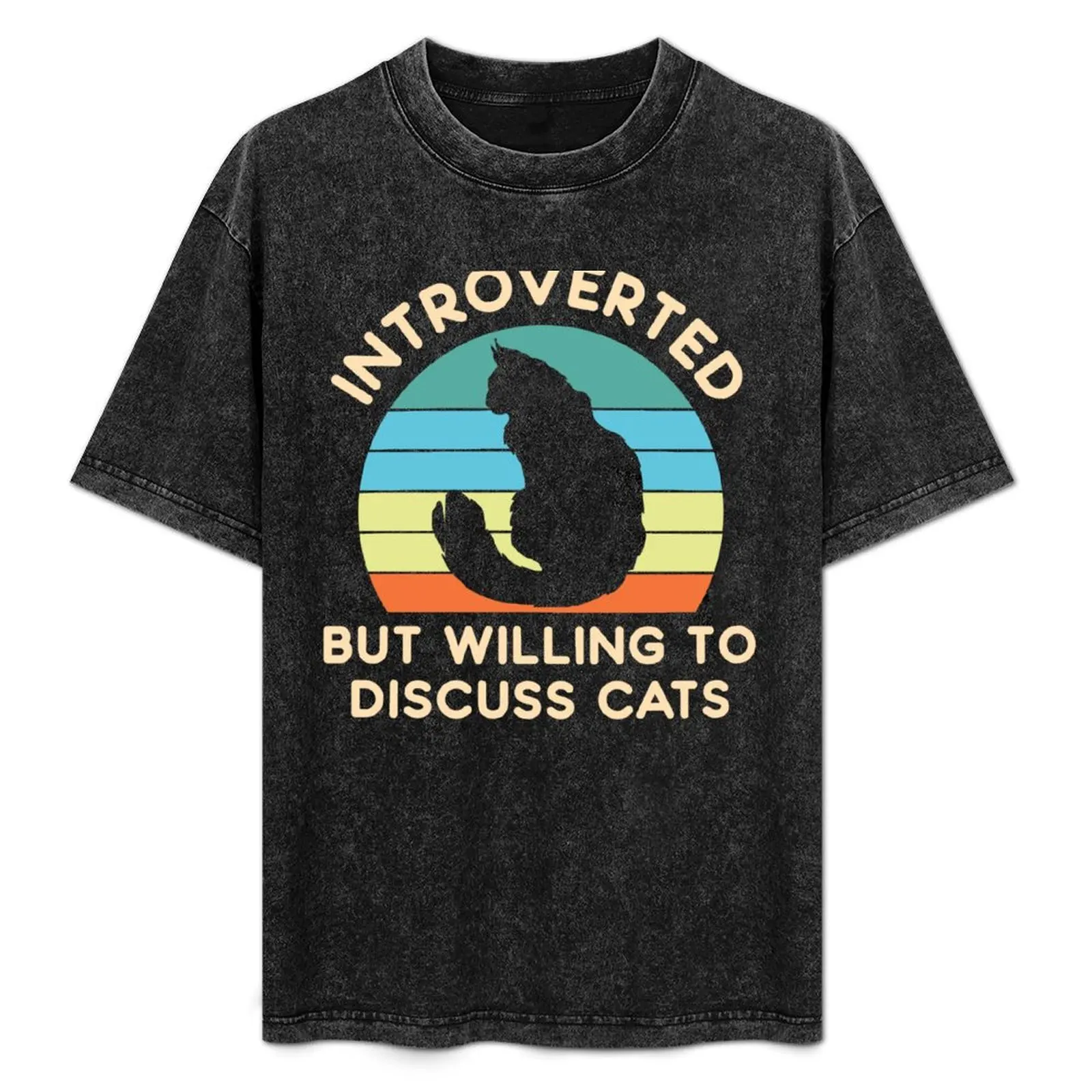 

Introverted but willing to discuss cats T-Shirt Large Size Casual Short Sleeve Top