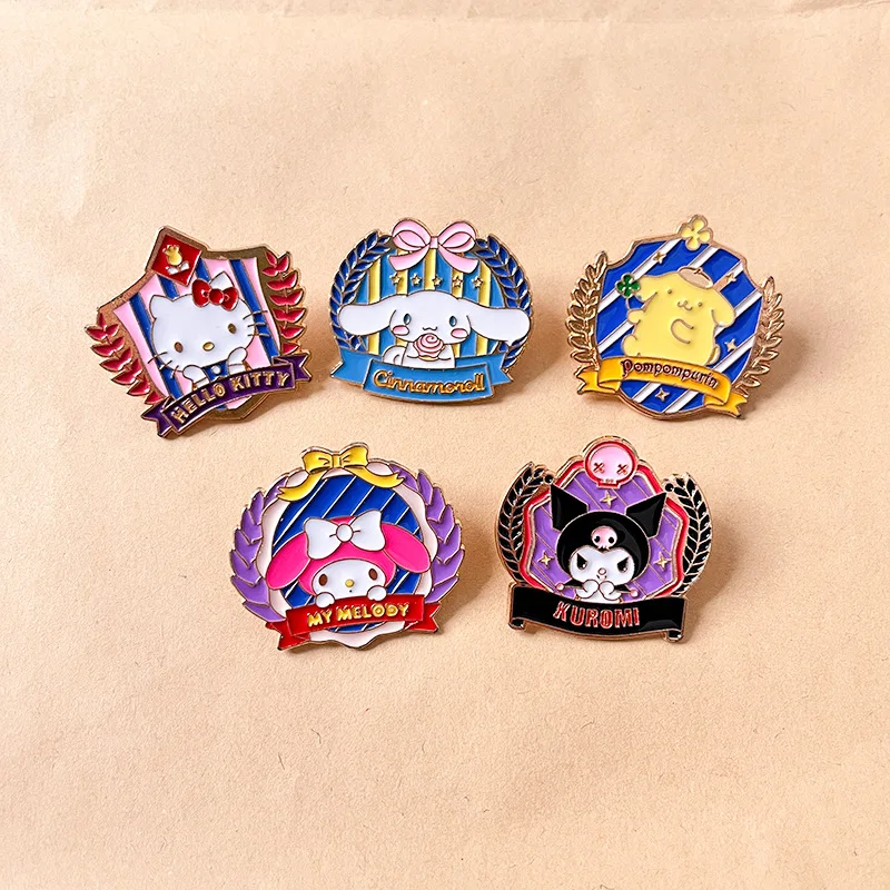 

Sanrio Academy Style Metal Emblem Hello Kitty Jade Guigou Kuromi Melody Cute Decorative Bag Clothes JK Brooch Gift Spots