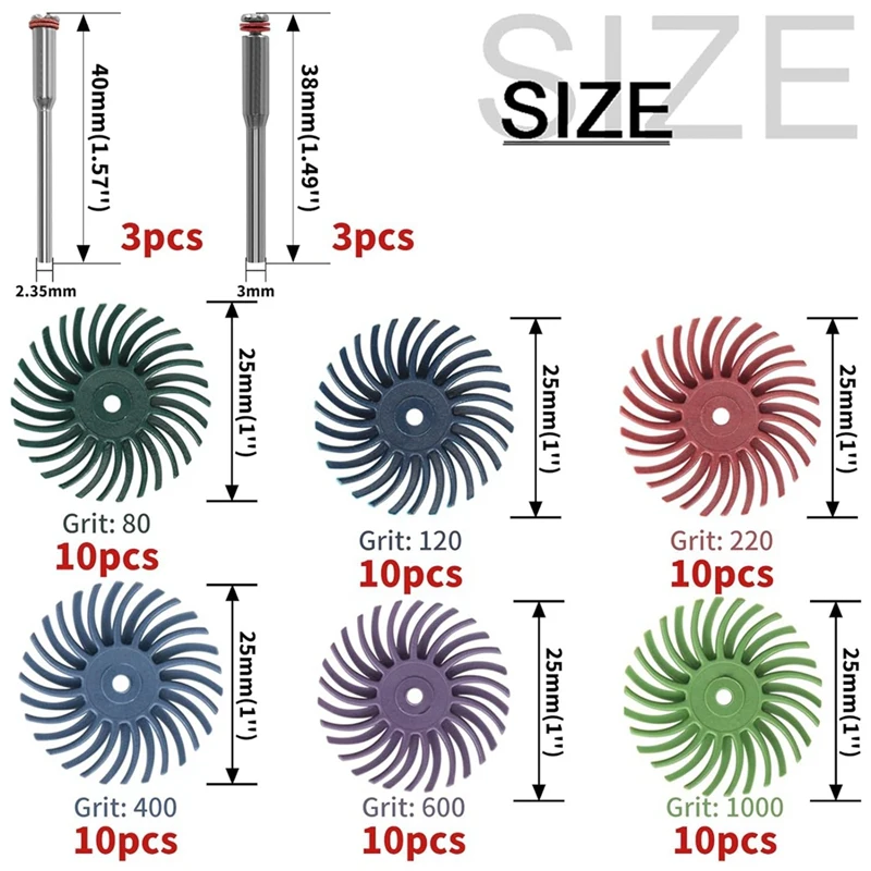 Imagem -06 - Escova Abrasiva para Jóias e Polimento de Madeira Radial Cerdas Disc Kit Como Mostrado Plástico Detalhe in 66 Pcs