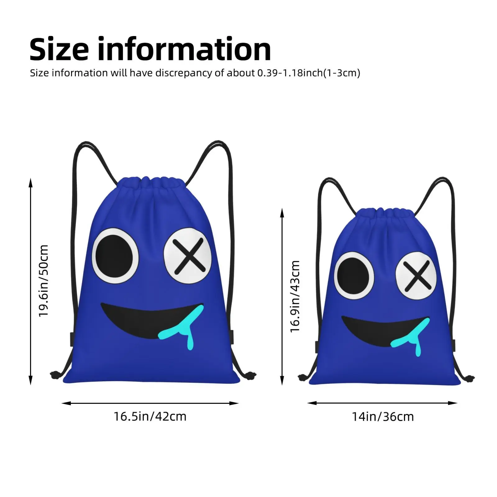 Custom Blue Face Rainbows Friend Drawstring Bag Women Men Lightweight Video Game Sports Gym Storage Backpack