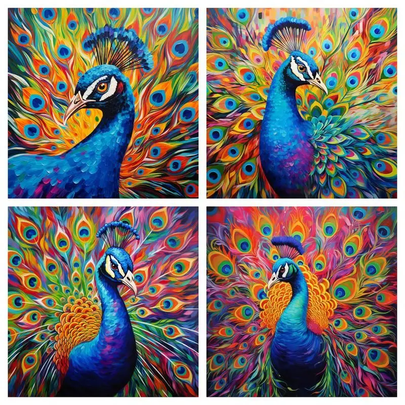 

CHENISTORY 5D Diamond Painting Peacock Animals Full Square Round Diamond Embroidery Mosaic Rhinestone Home Decor