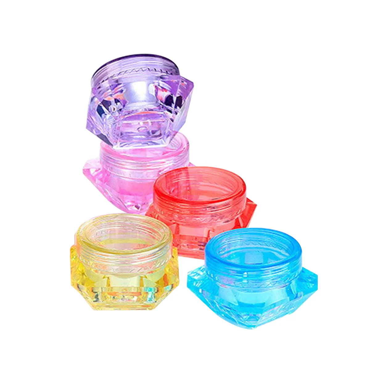 5 قطع من زجاجات السفر الفارغة على شكل ماسي لتخزين كريم الوجه والشامبو وغسول الحاويات الصغيرة الملونة المحمولة