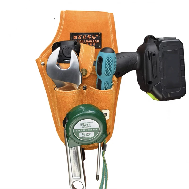 Portable Heavy Duty Drill Driver Holster Cordless Electrician Tool Bag Bit Holder Belt Pouch Waist Cordless Drill Storage Pocket