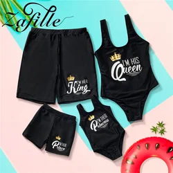 ZAFILLE 2024 Family Matching Swimsuit Summer Sleeveless Clothes For Mommy and me Clothes Dad and Son Letter Printed Family Look