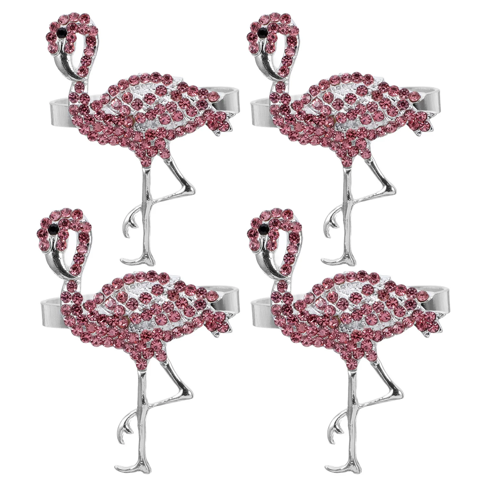 

4pcs Napkin Rings Metal Alloy Flamingo Design Hawaii Party Decorative Table Holder For Dinner Wedding Kitchen Decoration