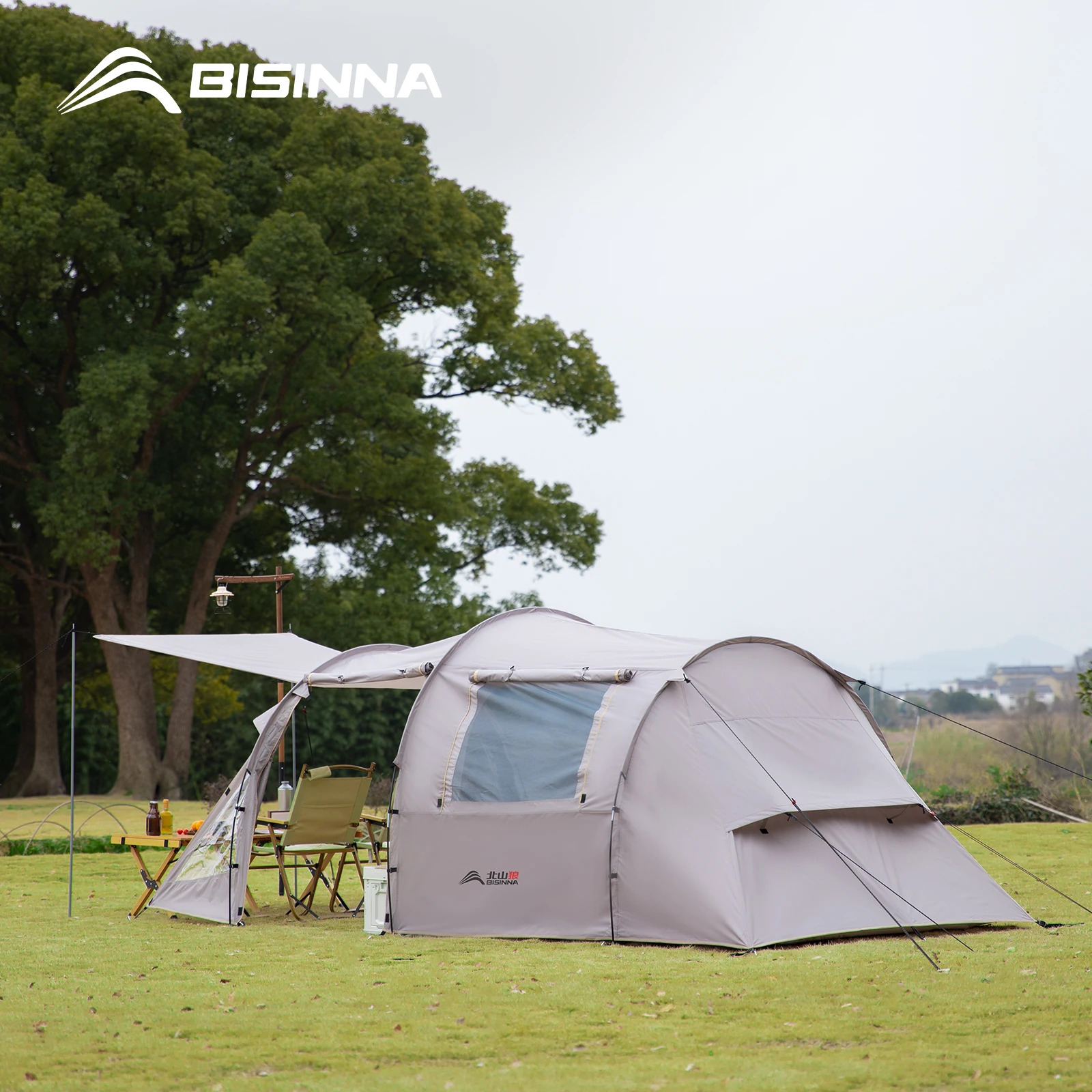 

BISINNA 4-6 Persons Tunnel Camping Tent Large Space Portable Outdoor Picnic Hiking Travel Tourist Awning Shelter