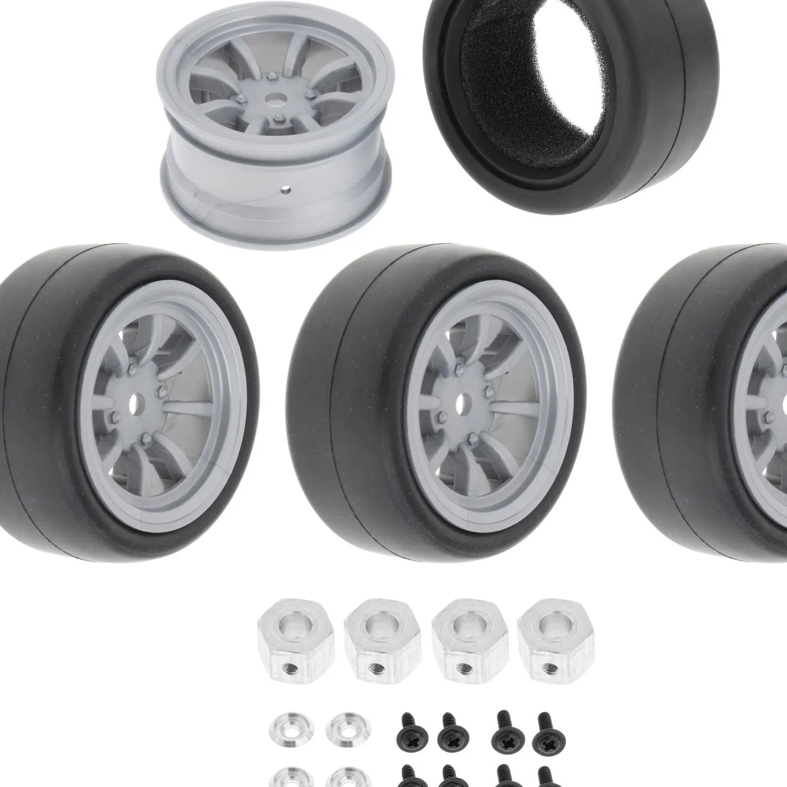 Deriva Pneus com Jantes para WPL D12 1:10 RC Truck, atualizado, 4 Pack, 53x24mm