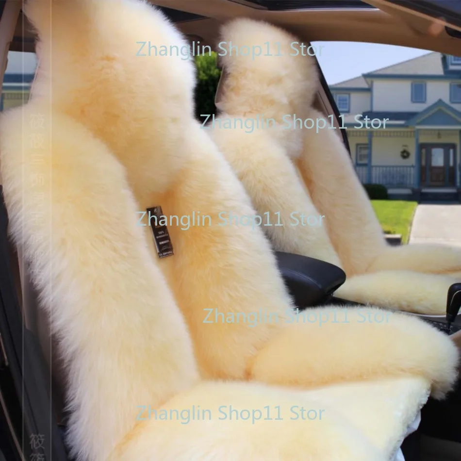 1set Winter Wool Warm Front Seat Cover Luxury Shearling Seat Cushion Car Interior Accessories Auto Pillow Five Seat Car Cushion