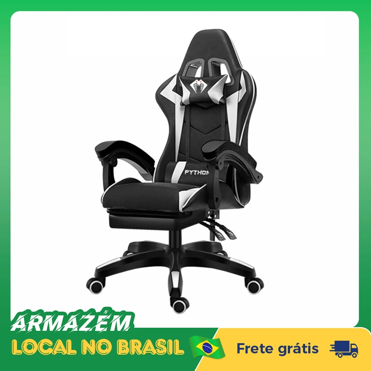 Cadeira ergonômica para jogos Python Fly, cadeira de escritório, cadeira preta, adequada para jogos de vídeo