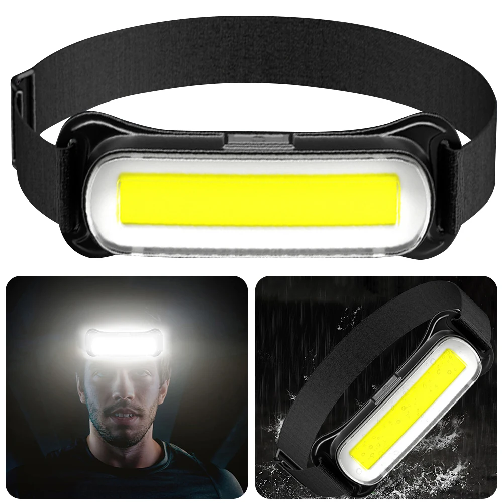 USB Rechargeable LED Headlamp 3 Modes Headlight Waterproof Flashlight Adjustable Headband for Running Camping Emergency Outdoors