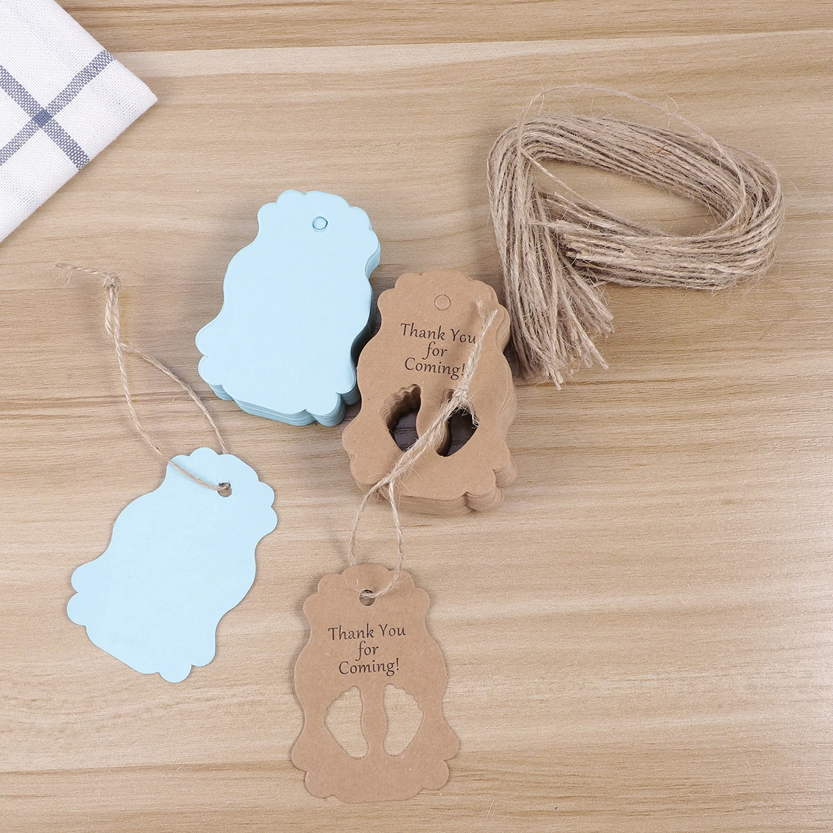 

50pcs Pendant Tags Handmade Kraft Paper Favor Labels for Baby DIY Crafts Bottle Decoration Thank