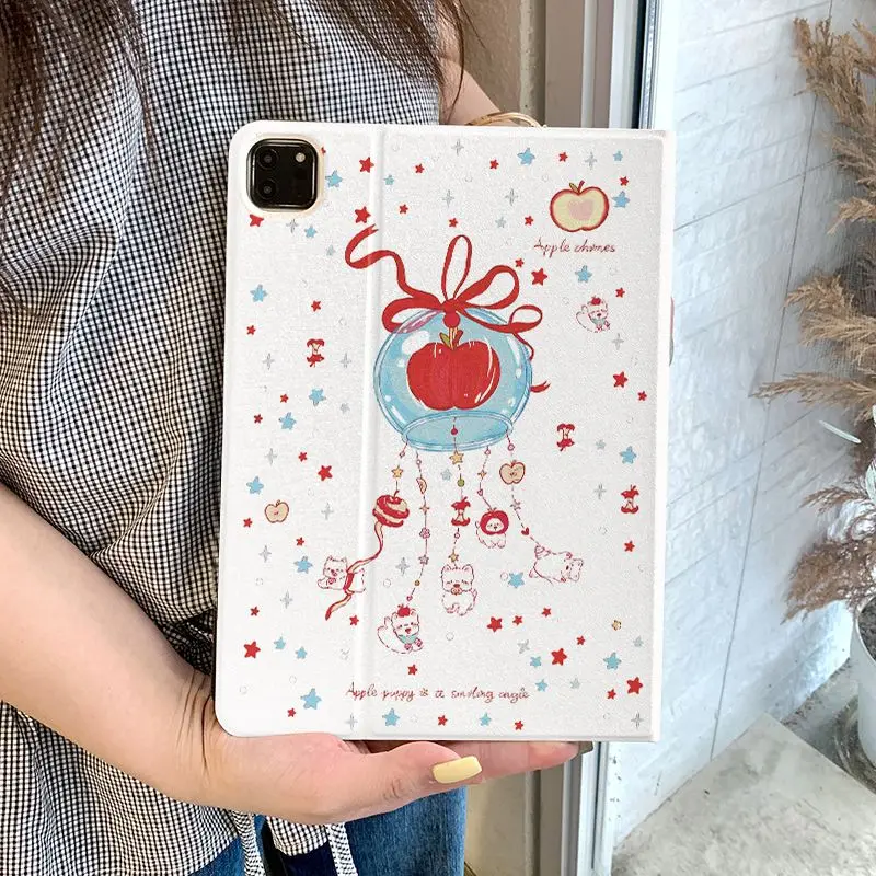 インス風チャイム柄子犬柄タブレットケース iPad pro10/11インチ 2020/6th/7th/8th/Air 3rd/Air4th/9thgen/Air 5thGen2022/Air 11対応