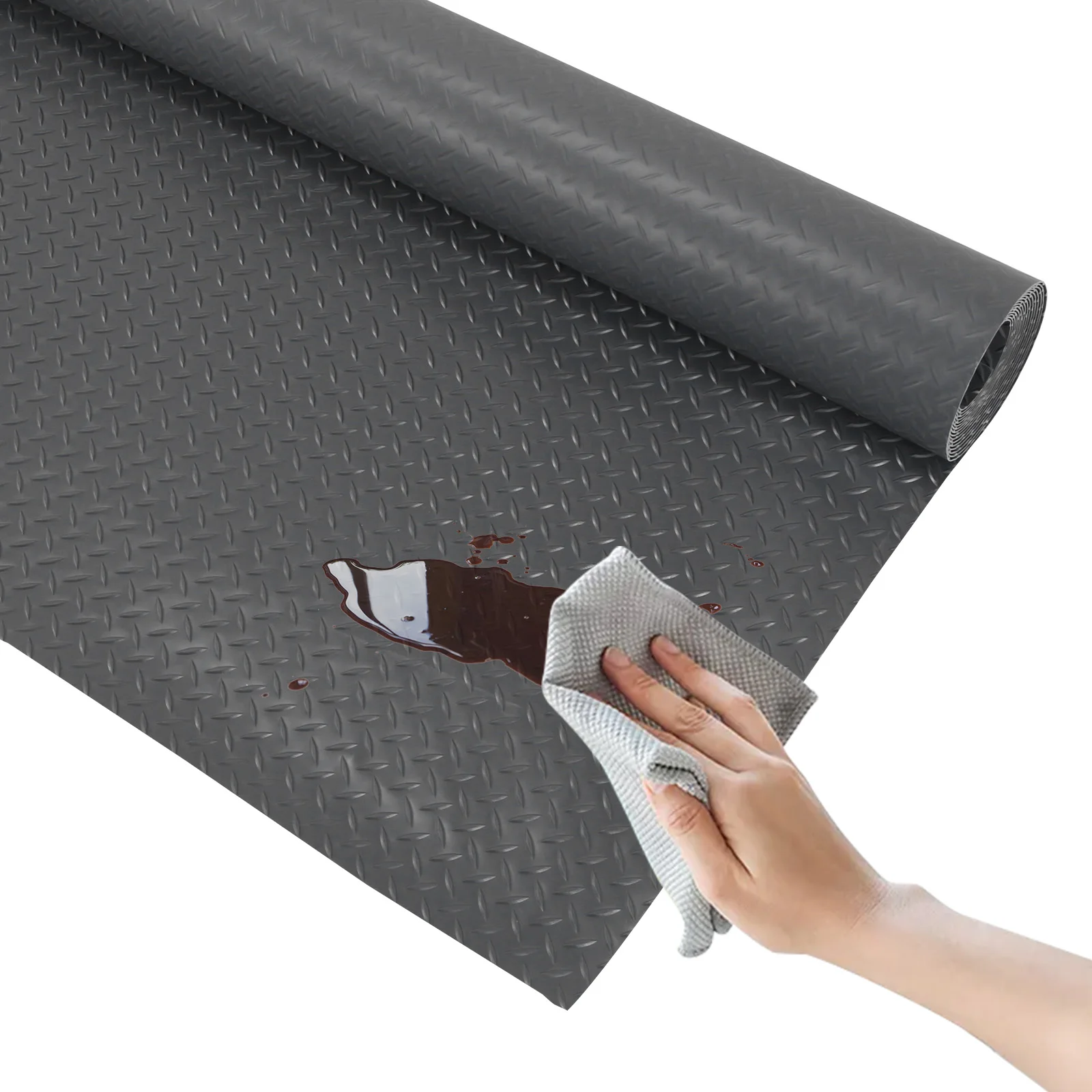 

7.9x21/32.8 FT Non-Slip Floor Mat 2.5mm Floor Protector Diamond Plate PVC for Truck Trailer SUVs Van Golf Cart Motorcycle