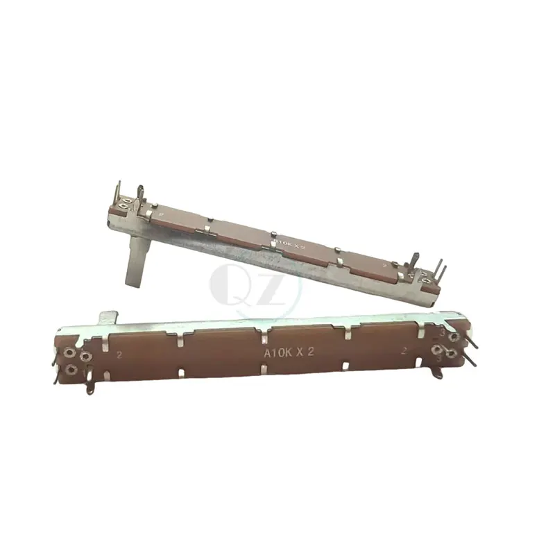 10 peças 75mm potenciômetro de corrediça reta dupla a10kx2 b10kx2 cabo fader de canal duplo comprimento 15mm a10k b10k curso 60mm