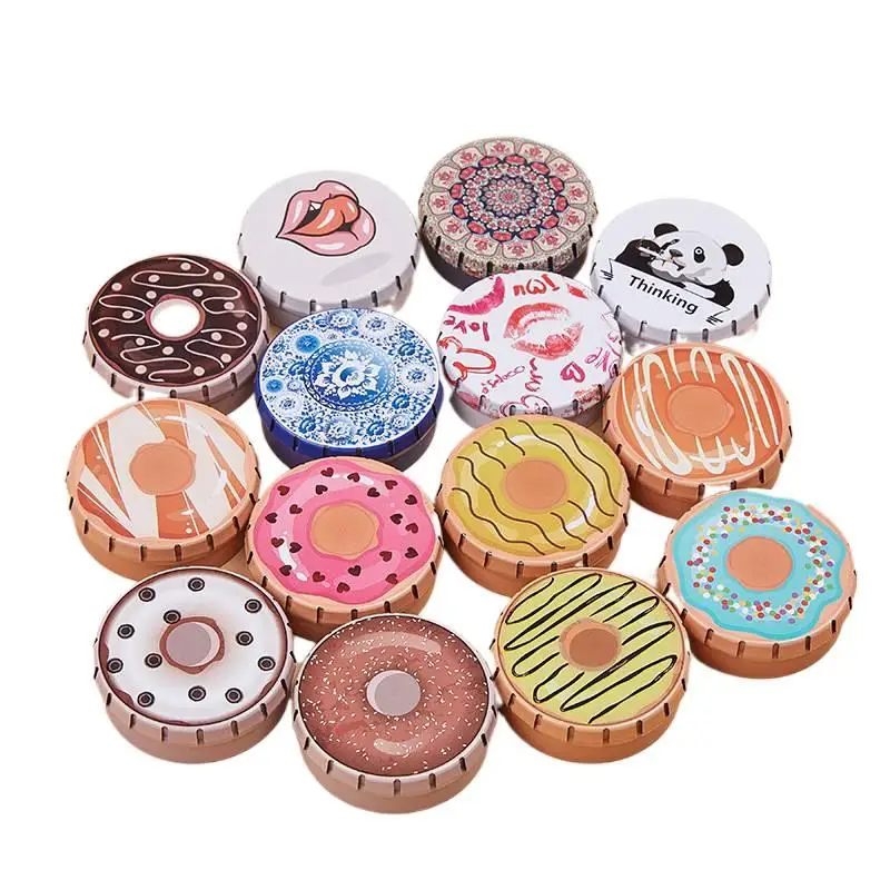 

9pcs Elastic Crackling Tin Packaging Mint Candy Box Mini Small Can Colorful Health Products Portableble Cartoon Small Jar