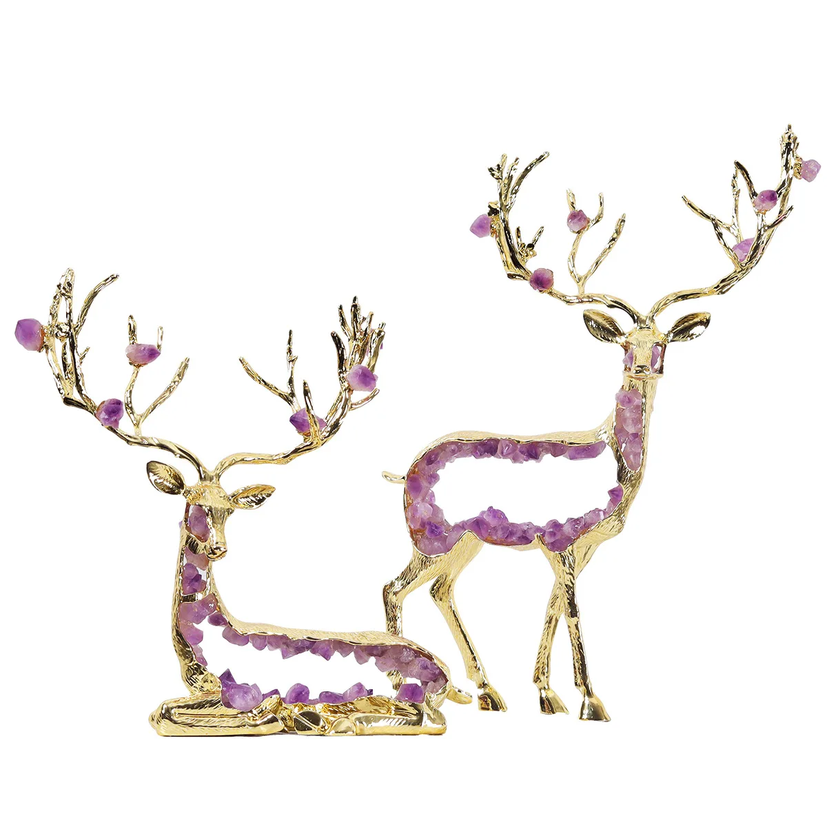 Light luxury high-end fortune attracting crystal deer animal living room entrance TV cabinet housewarming gift decorations home
