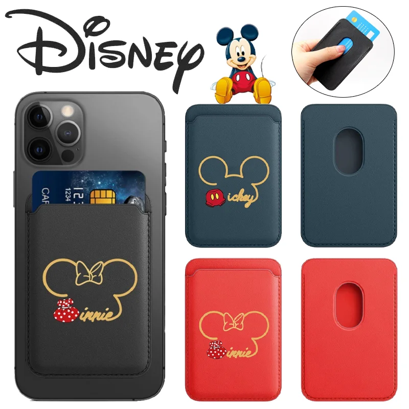 Disney Mickey Minnie Leather Wallet Case for IPhone 15 14 13 12 Pro Max Magsafe Magnetic Card Holder Phone Bag Cover Accessories