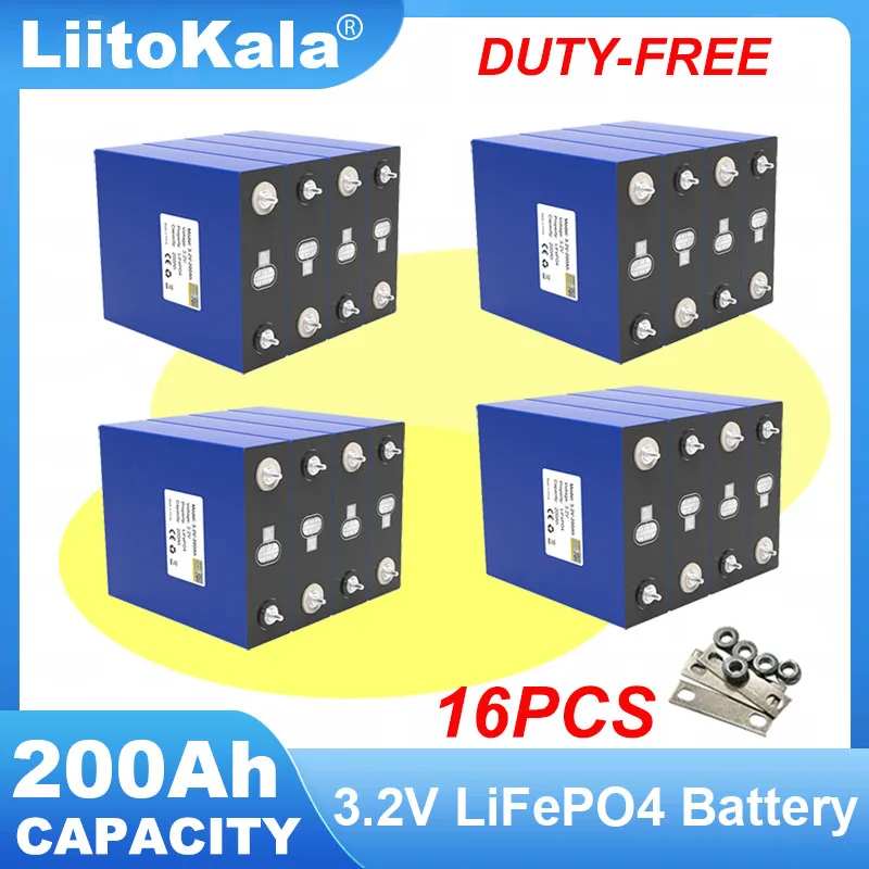 16pcs Original 3.2V 200Ah LiFePO4 Battery Lithium iron phosphate batteries For RV Campers Golf Cart Off-Road Solar Wind TAX FREE